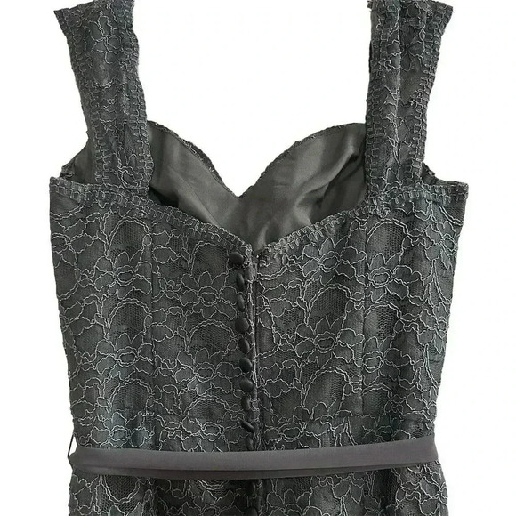 Mori Lee Dark Gray Lace Evening Gown Size 10 Sleeveless V-Neck Short Dress - Picture 15 of 16